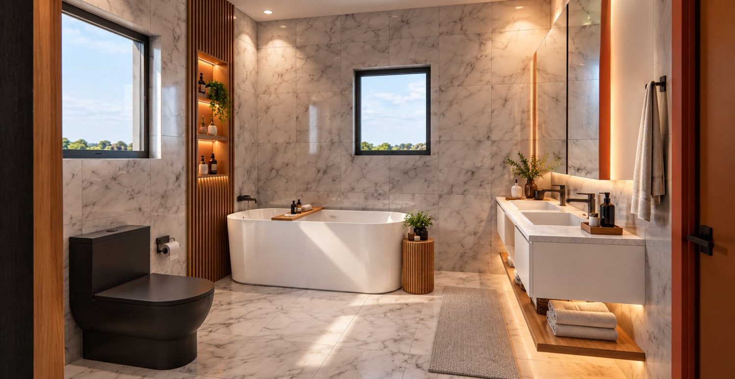 Salle d’eau avec baignoire