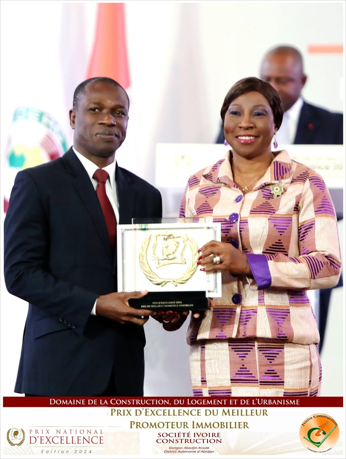 Remise du Prix d’Excellence 2024 du Meilleur Promoteur Immobilier au PDG d’Ivoire Construction